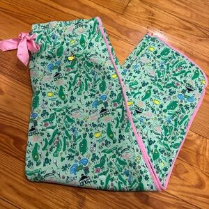 Magnolia Lane Masters Green Pajama Pants with Pink Accents